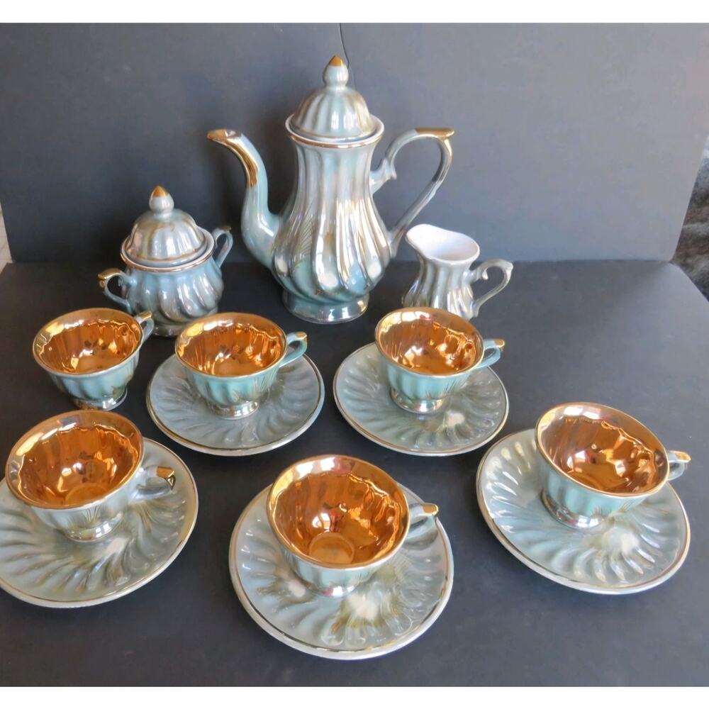 Vintage I John. Co Porcelain Incirlik ADANA TURKIYE Coffee Set 16 Piece Set